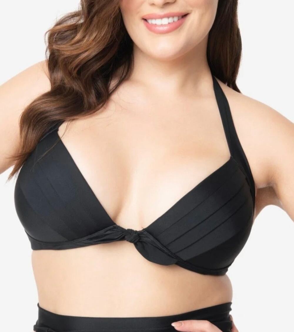 Unique Vintage Retro Black Monroe Bikini Top S NWOT